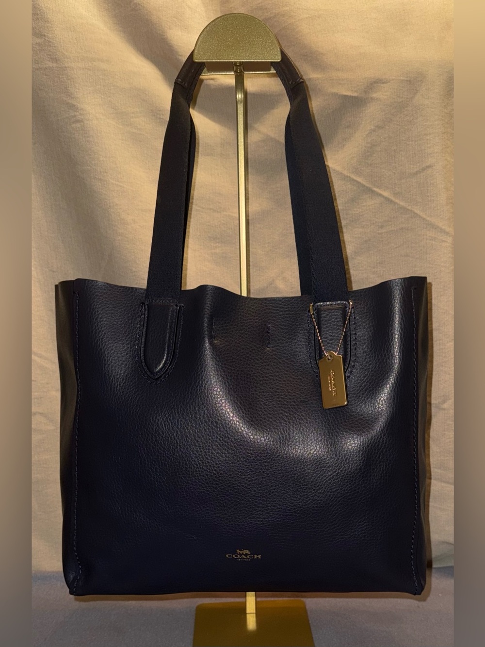 COACH Midnight Navy Blue Leather Derby Tote F58660